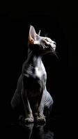 sphynx cat isolated on black background photo