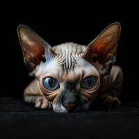 sphynx cat isolated on black background photo