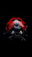 Ladybug isolated on black background photo