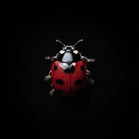 Ladybug isolated on black background photo