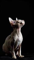 sphynx cat isolated on black background photo