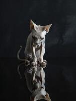 sphynx cat isolated on black background photo