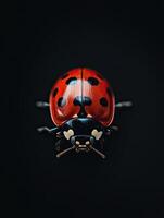 Ladybug isolated on black background photo