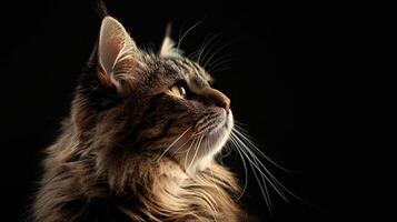 maine coon cat isolated on black background photo