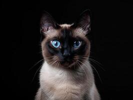 siamese cat isolated on black background photo