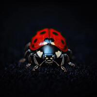 Ladybug isolated on black background photo