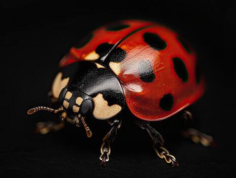 Ladybug isolated on black background photo