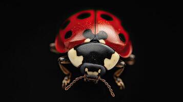Ladybug isolated on black background photo