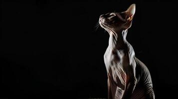 sphynx cat isolated on black background photo