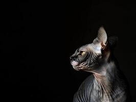 sphynx cat isolated on black background photo