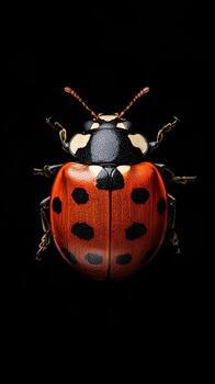 Ladybug isolated on black background photo