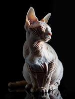 sphynx cat isolated on black background photo