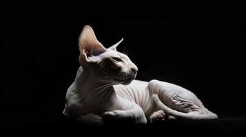 sphynx cat isolated on black background photo