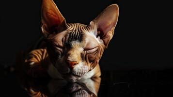 sphynx cat isolated on black background photo