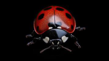 Ladybug isolated on black background photo