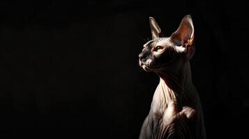 sphynx cat isolated on black background photo