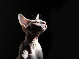 sphynx cat isolated on black background photo