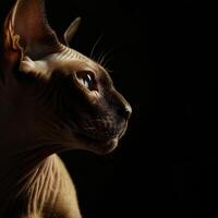 sphynx cat isolated on black background photo