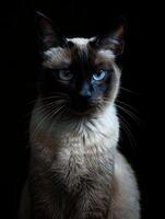 siamese cat isolated on black background photo