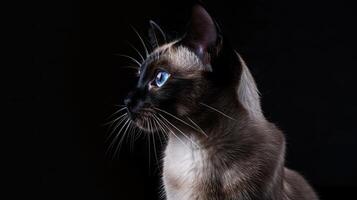 siamese cat isolated on black background photo