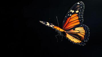 mariposa aislada sobre fondo negro foto