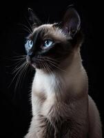 siamese cat isolated on black background photo