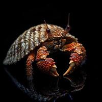 Hermit Crab isolated on black background photo