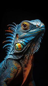 Iguana isolated on black background photo