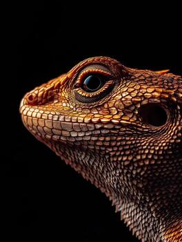 Lizard isolated on black background photo