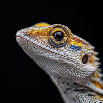 Lizard isolated on black background photo
