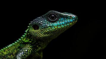 Lizard isolated on black background photo