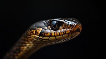 Snake isolated on black background photo