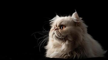 persian cat isolated on black background photo