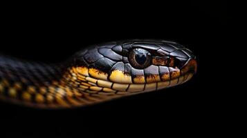 Snake isolated on black background photo