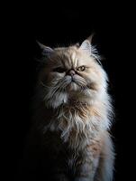 persian cat isolated on black background photo