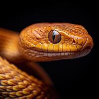 Snake isolated on black background photo