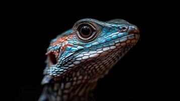 Lizard isolated on black background photo