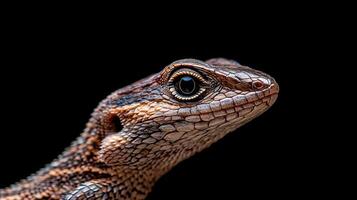 Lizard isolated on black background photo