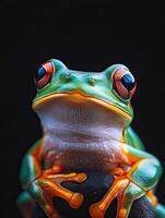 Frog isolated on black background photo