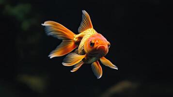 Goldfish isolated on black background photo