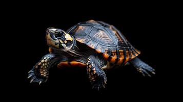 Turtle isolated on black background photo