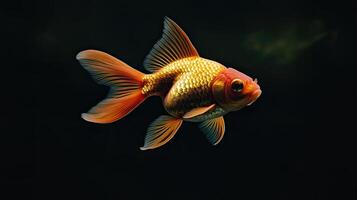 Goldfish isolated on black background photo