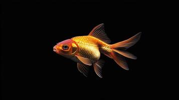 Goldfish isolated on black background photo