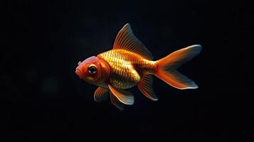 Goldfish isolated on black background photo