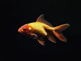 Goldfish isolated on black background photo