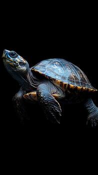 Turtle isolated on black background photo