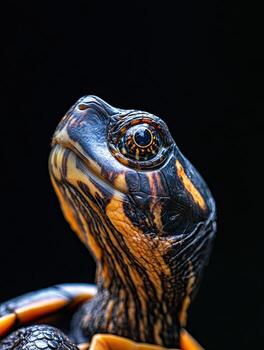 Turtle isolated on black background photo