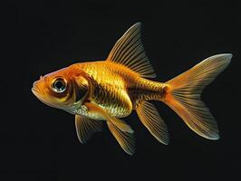 Goldfish isolated on black background photo