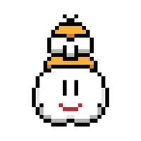 Nerd Turtle Enemy on Cloud game Pixel vector