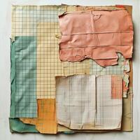 A textured collage of wrinkled and aged grid papers in muted tones, creating a vintage and rustic aesthetic photo
